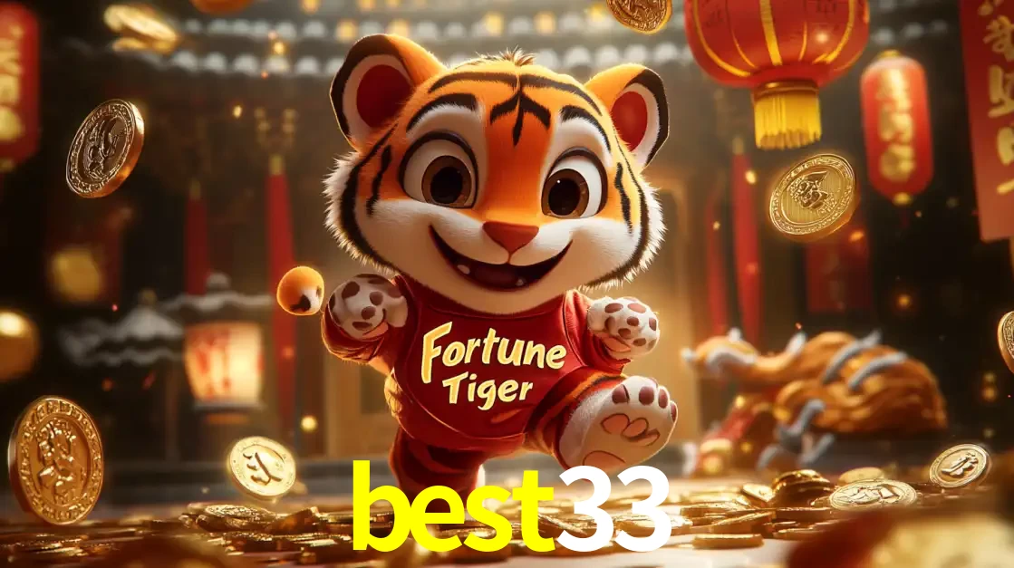 O alegre personagem do Fortune Tiger correndo sobre um caminho de moedas de ouro, simbolizando os grandes prêmios e a diversão do popular jogo de slot do best33.